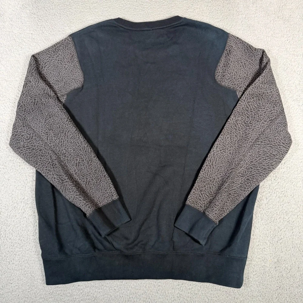 Nike Air Jordan Sweatshirt Mens 2XL Black Gray Faded Elephant Crewneck Jumpman